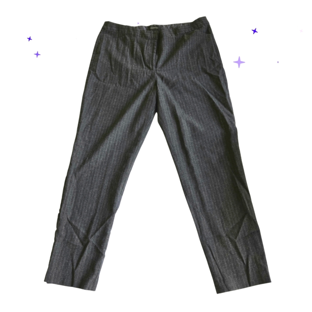 TALBOTS HERITAGE Wool Blend Charcoal Pinstripe Fully Lined Dress Pants Size‎ 14